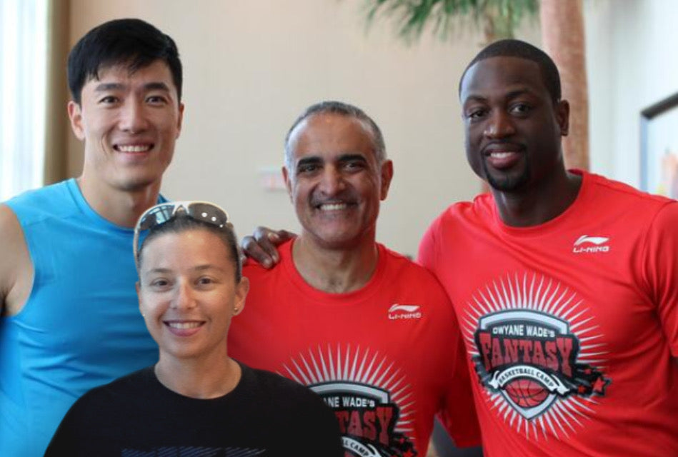 Joan Rubinger with Dwyane Wade, Tim Grover and Liu Xiang